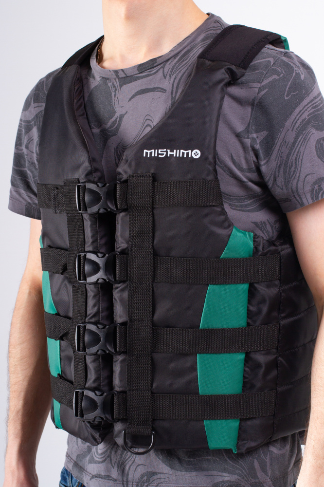Жилет спасательный MISHIMO PRO Премиум качества Черно-зеленый в Смоленске