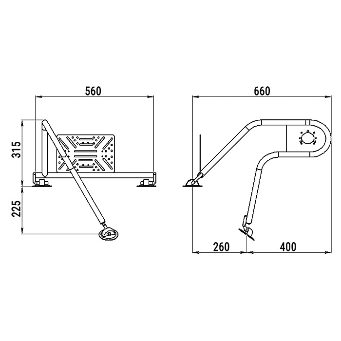 Стойка рулевая с креплением на баллон надувной лодки 25мм в Смоленске
